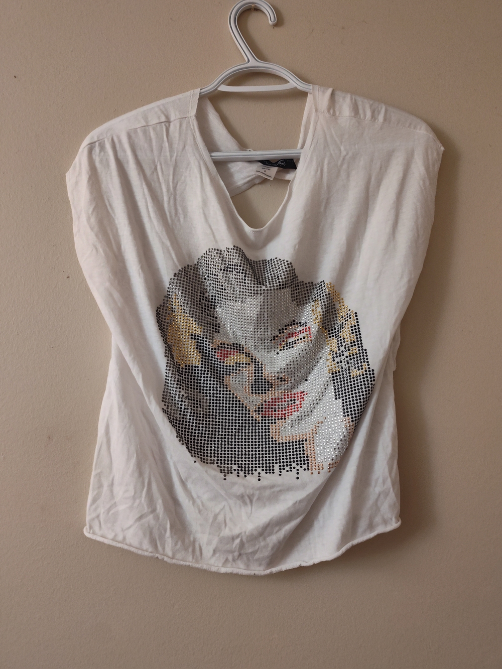 Miami Style White Sequin Size Small Marilyn Monroe Graphic Tank Top